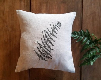 embroidered Fern Pillow