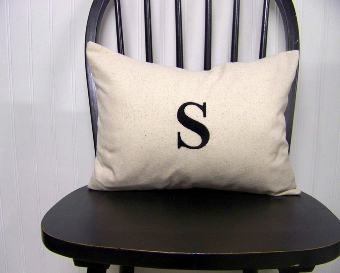Embroidered Monogram Pillow Cover Personalized Custom Etsy