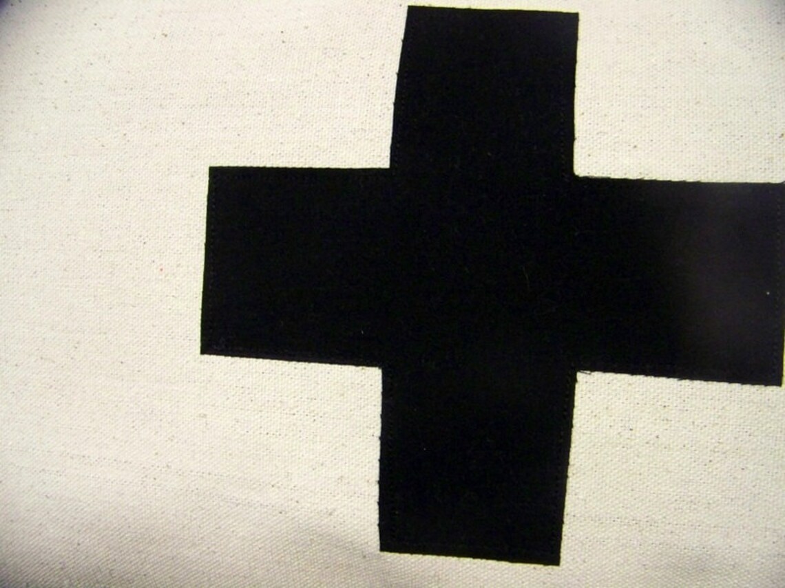 Swiss Cross Lumbar Pillow Black Canvas Home Decor Etsy