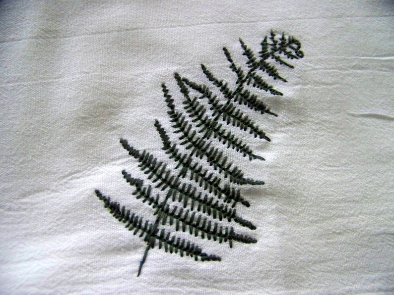 Embroidered Fern Tea Towel image 3