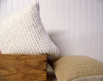 knit pillow ivory - linen - snow - winter white - cozy - sweater pillow