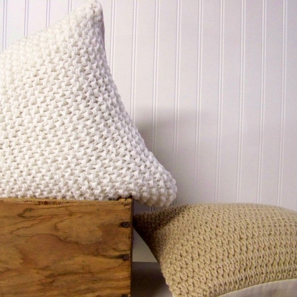 knit pillow ivory - linen - snow - winter white - cozy - sweater pillow