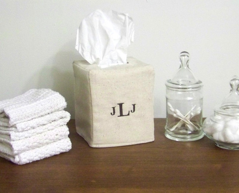 Custom Tissue Box Cover you choose the initials image 1