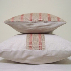 Red Stripe Jute Pillow image 2