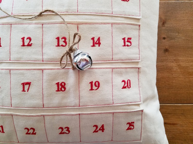Advent Christmas Pillow / Embroidered Advent Calendar / Etsy