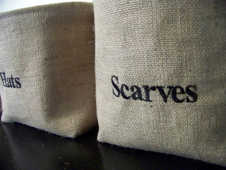 Set of 3 Personalized Burlap Baskets / Mittens / Scarves / Etsy