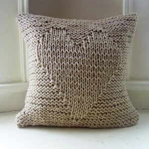 heart knit pillow - knit pillow - heart pillow - warm - cozy - soft - valentines