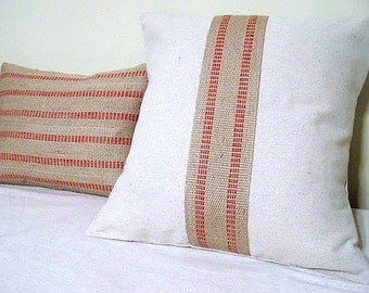 Red Stripe Jute Pillow