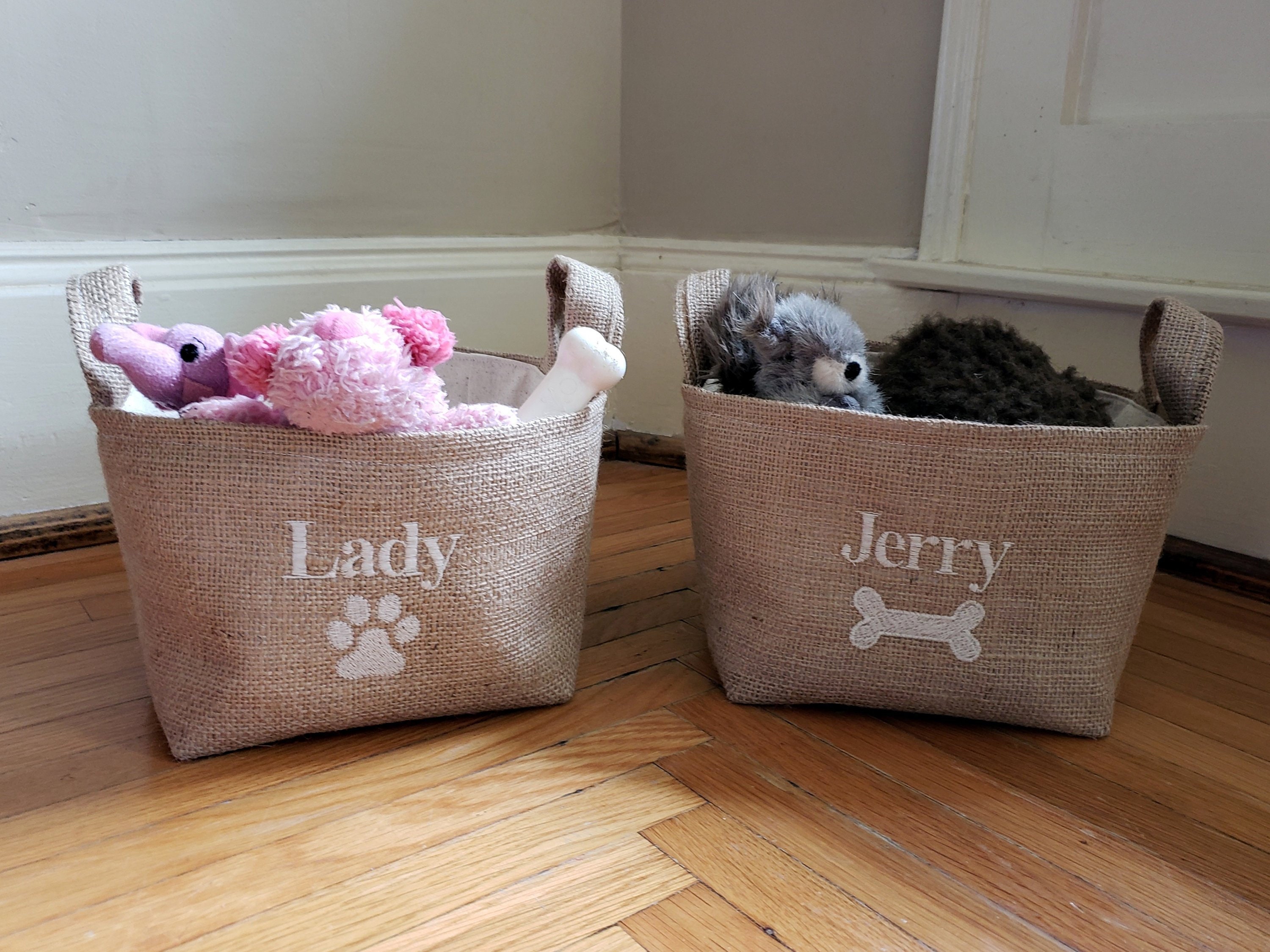 Monogrammed dog hotsell toy basket