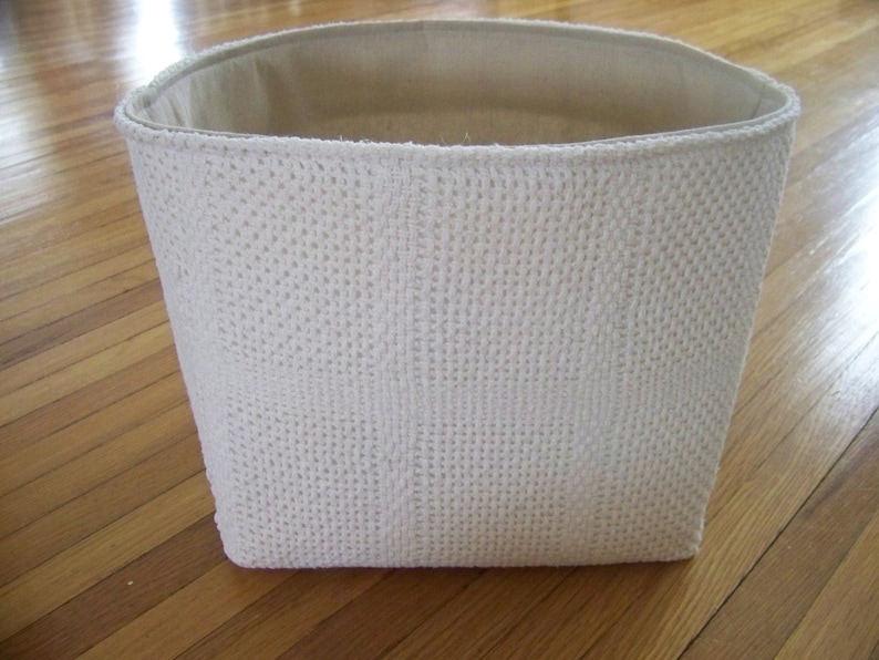 Vintage White Knit Blanket Basket Large Storage Etsy