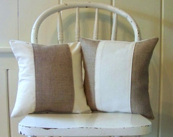 Burlap & Canvas Stripe Pillows