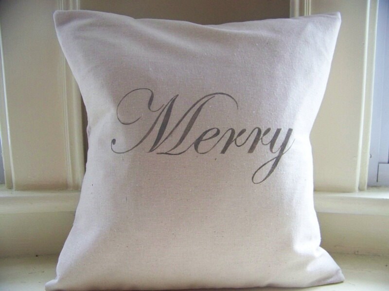 Merry Christmas Pillow Christmas Pillows Gray Linen Etsy