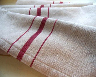 Red Stripe Table Runner - Grain sack