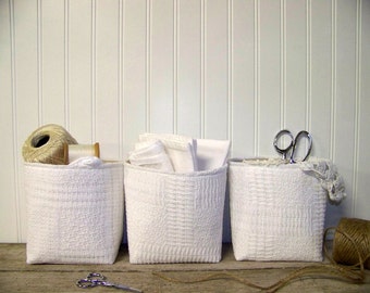 Vintage White Woven Basket