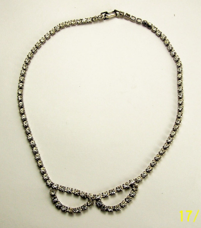Wonderful Vintage Rhinestone Double Loop STRAIGHTLINE NECKLACE Etsy