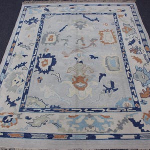 7.10 X 9.10 Antique Turkish Rug,8x10 Antique Oushak Carpet, Area Rugs For Livingroom ,Bedroom and Diningroom Rugs, Handmade Rugs, Modern Rug