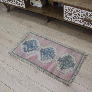 2x3 Antique small rug,2x3 Turkish Mat Rug, Small Rugs, Vintage rug, Mini Oushak Rug, 2x3 Doormat Rug, Tiny Carpet, &#39;&#39;1.6 x 2.10&#39; ft Mat Rug
