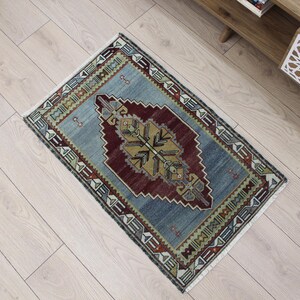 2x3 Antique small rug,2x3 Turkish Mat Rug, Small Rugs, Vintage rug, Mini Oushak Rug, 2x3 Doormat Rug, Tiny Carpet, &#39;&#39;1.10 x 3.0&#39; ft Mat Rug