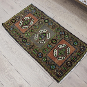 2x3 Antique small rug,2x3 Turkish Mat Rug, Small Rugs, Vintage rug, Mini Oushak Rug, 2x3 Doormat Rug, Tiny Carpet, &#39;&#39;1.8 x 3.3&#39; ft Mat Rug