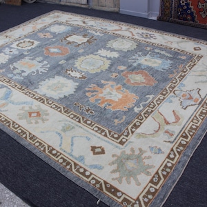 10x14 Antiker türkischer Teppich, türkischer handgeknüpfter großflächiger Wollteppich, Schlafzimmer, Esszimmerteppich, Bereichsteppich für Wohnzimmer