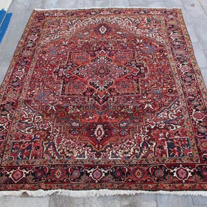 8.0 x 11.0 Antique Turkish Rug, 8x11 Persian Heriz Rug, 8x11 Livingroom Rug, Wool Rug, Heriz Rug, Vintage Rug, Large Persian Rug, Home Decor