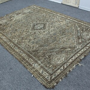 6.11 x 9.6  ft Antique Rug, 7x10 Persian Heriz Rug, 7x10 Livingroom Rug, Wool Rug, Heriz Rug,  Handmade Rug, Vintage Rug, Natural Rug,