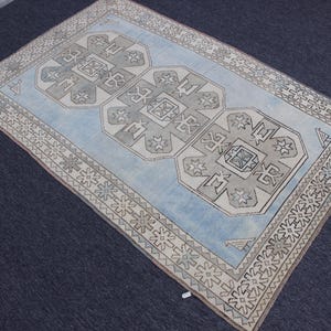 4.5 X 7.2 Antique Turkish Rug,5x7 Antique Oushak Carpet,5x7 Handmade Rugs ,5x7 Area Rugs For Livingroom ,5x7 Neutral Oushak Rug, 5x7 Rugs