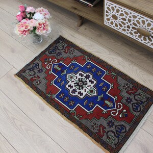 2x3 Antique small rug,2x3 Turkish Mat Rug, Small Rugs, Vintage rug, Mini Oushak Rug, 2x3 Doormat Rug, Tiny Carpet, &#39;&#39;1.9 x 3.0&#39; ft Mat Rug