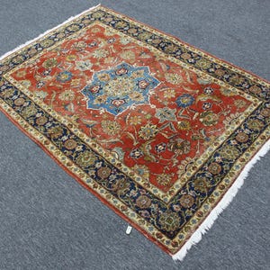 4.6 x 6.8 ft Persian Rug, 5x7 Antique Oushak Rug, Handmade Rug ,5x7 Area Rugs For Livingroom, Heriz Rug, Oushak Rug, Antique Persian Rug
