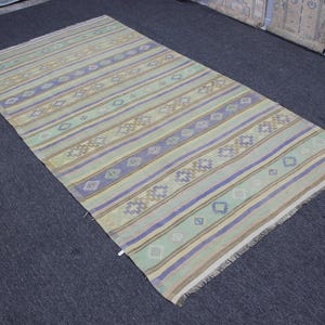 6.0 X 11.7 Antique Turkish Kilim, 6x12 Antique Oushak kilim, 6x12 Oushak Rug, Livingroom Decor, Vintage Kilim,Wool  Kilim, Home Decor,