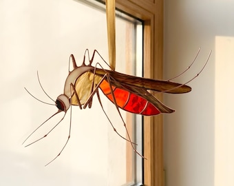 Mosquito Stained Glass Suncatcher, Fathers Day Gift, Insect Farmhouse Wall Art