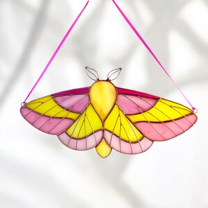Rosy Maple Moth Stained Glass Suncatcher / Butterfly Wall Art Gifts for ...