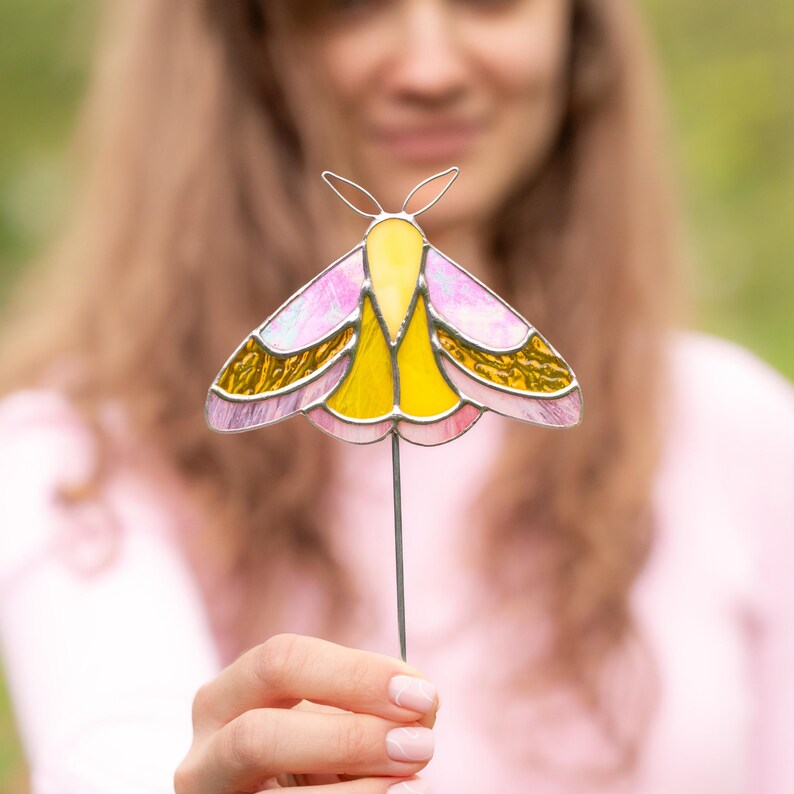 Rosy Maple Moth Stained Glass Window Hangings / Best Friend Gifts ...