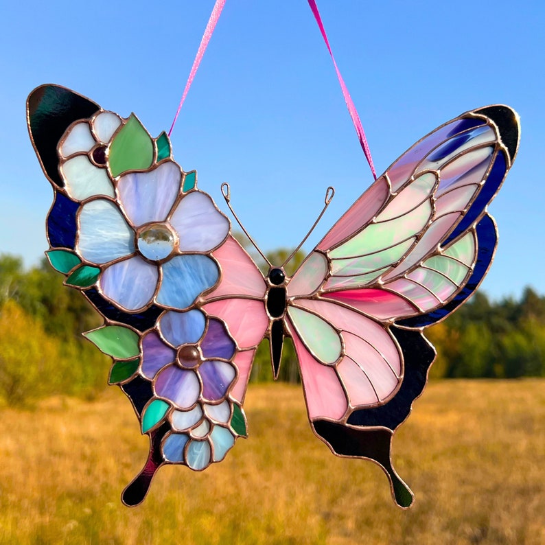 Stained glass butterfly suncatcher