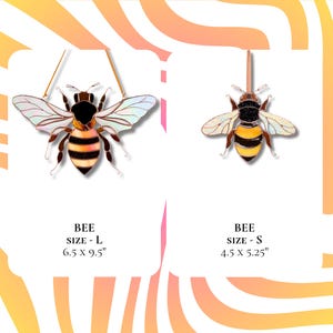 Bee stained glass suncatchers in two sizes - L and S