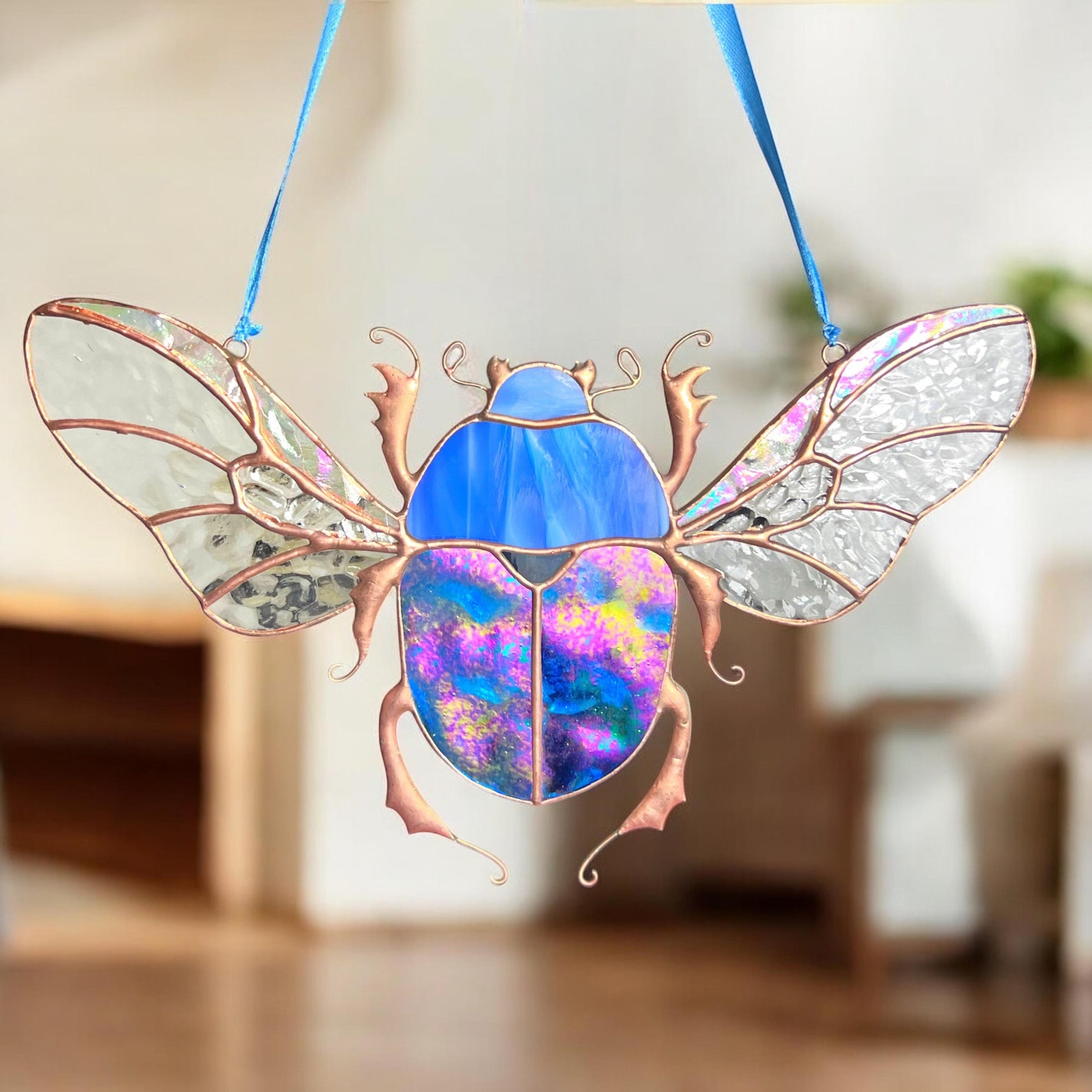 Insect Customized Scarab Beetle Stained Glass Suncatcher / Fathers Day Gift / Insect ...