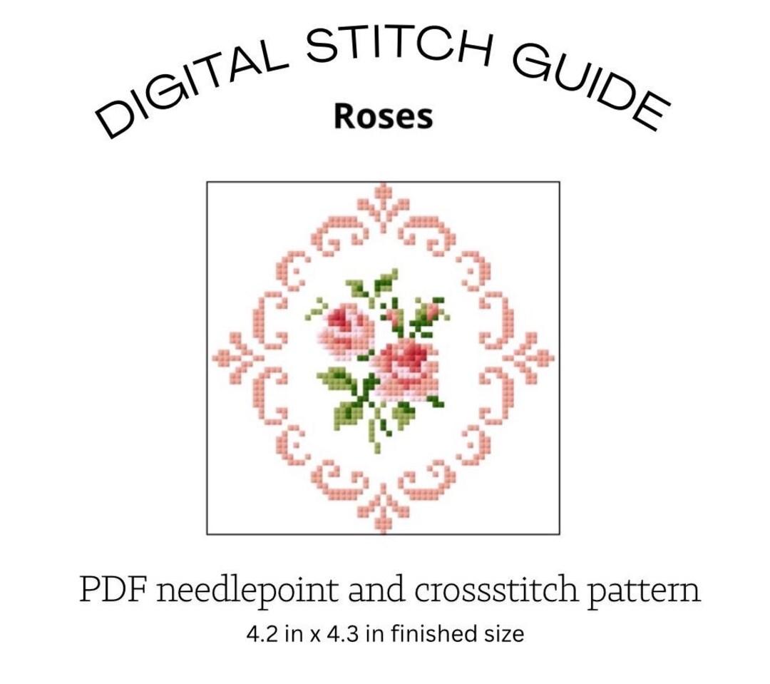 Vintage Roses Cross Stitch Needlepoint Pattern Digital PDF - Etsy