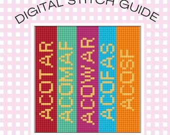ACOTAR Book Stack | A Court Of Thornes and Roses |  Needlepoint Pattern Digital PDF canvas