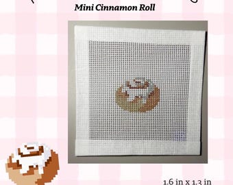 Mini Cinnamon Roll Needlepoint Canvas / Bag Charm / Keychain
