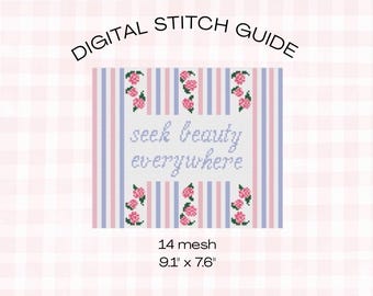 seek beauty everywhere Needlepoint Pattern Digital PDF canvas