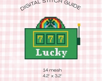 Lucky Slot Machine Needlepoint Patterns | Stitch Guide (Digital PDF)