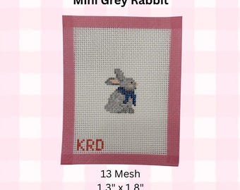 Mini Grey Rabbit Needlepoint Canvas 13 Mesh