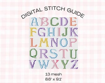 ABC-naaldpuntpatroon Digitale pdf-canvas