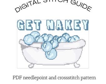 Get Nakey Bubble Bath Needlepoint Pattern (Digital Download)