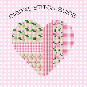 Patchwork Heart Cross Stitch Needlepoint Pattern Digital PDF