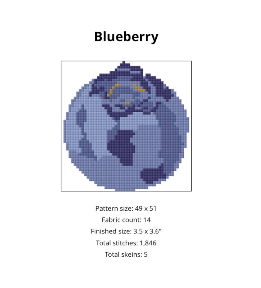 Blueberry Cross Stitch Needlepoint Pattern Digital PDF - Etsy