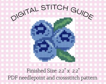 Blueberries Cross Stitch Needlepoint Pattern Digital PDF