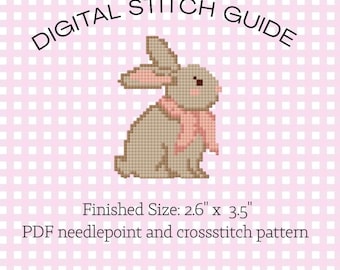 Brown Bunny Cross Stitch Needlepoint Pattern Digital PDF