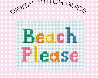 Beach Please 13 Mesh Cross Stitch Needlepoint Pattern Digital PDF