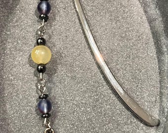 Lunar Glow 3” Metal Bookmark with Glass Bead Accents